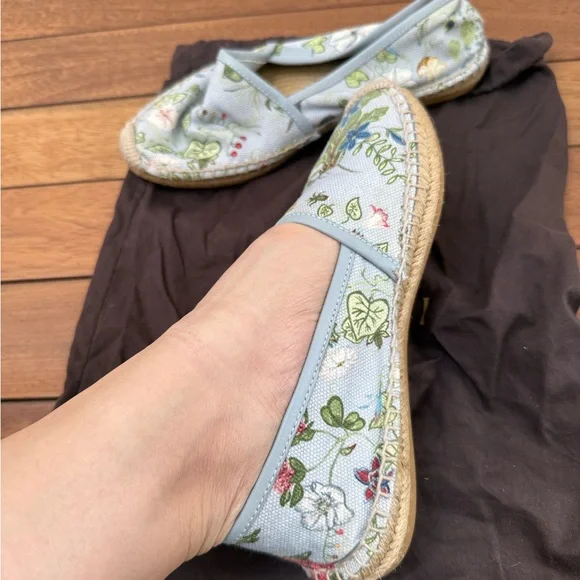 Gucci Floral Embroidered Espadrilles - Light Blue 36.5 - Picture 2 of 13
